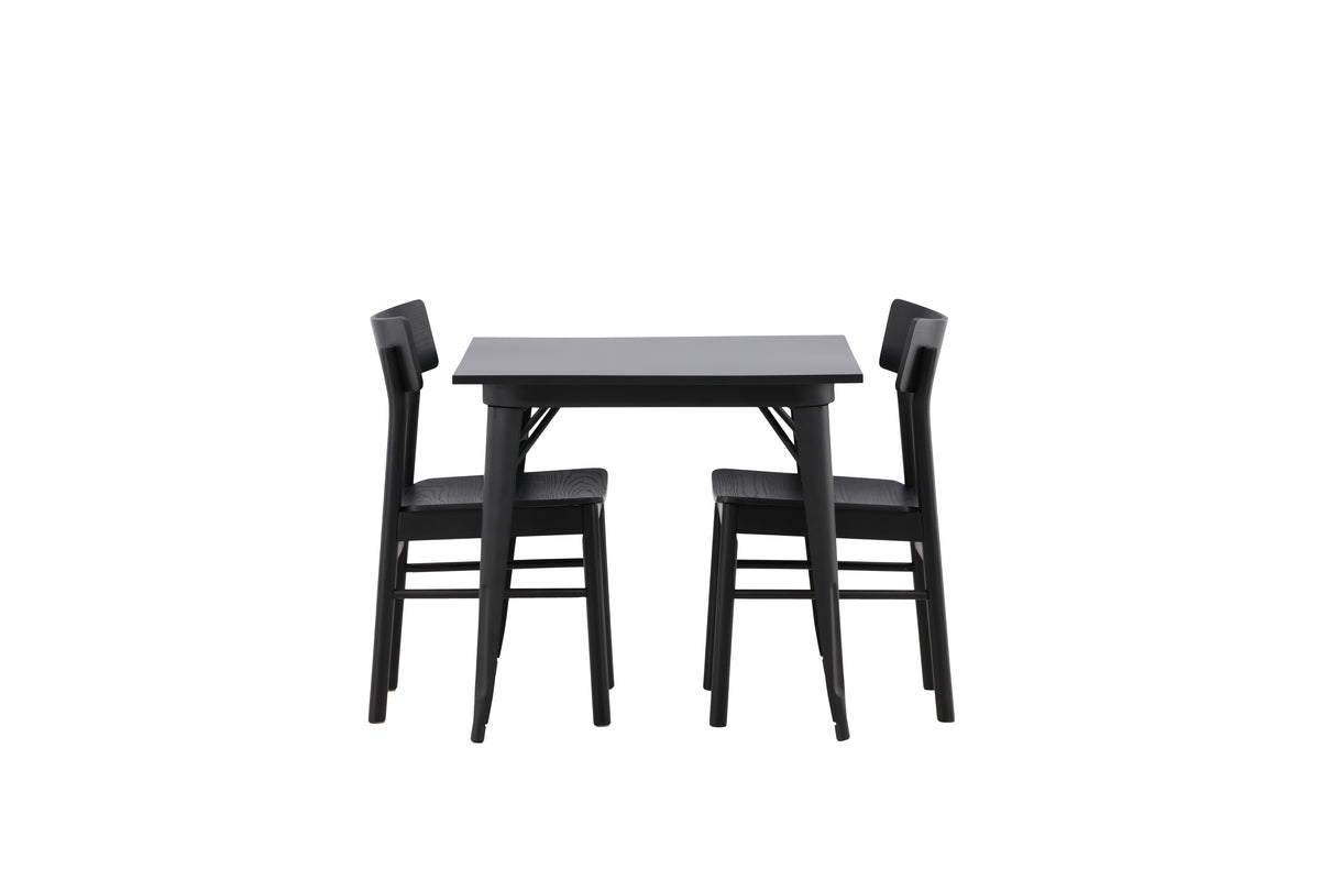 Venture Design Tempe & Montros Rektangulära Matbord 80 x 80 Svart + Matstolar 2-pack Svart