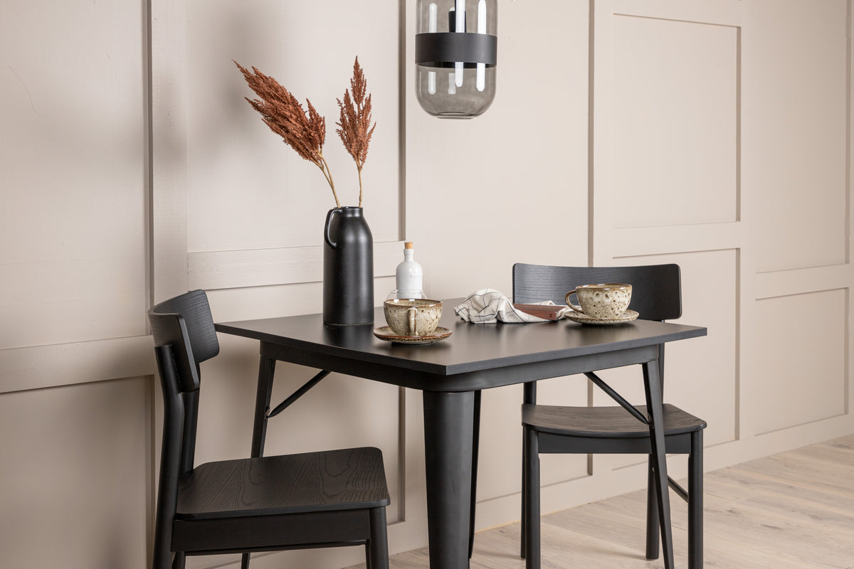 Venture Design Tempe & Montros Rektangulära Matbord 80 x 80 Svart + Matstolar 2-pack Svart