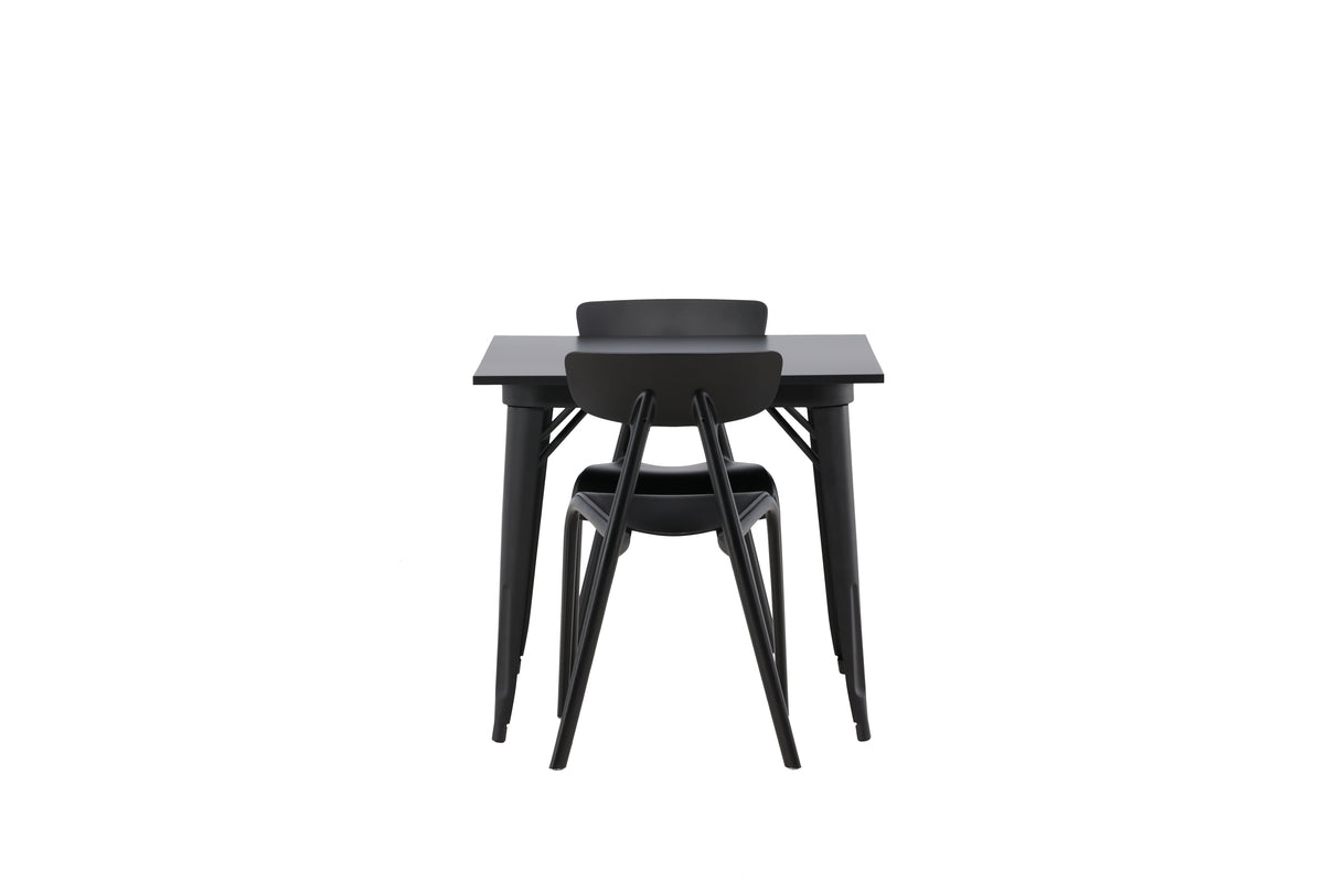 Venture Design Tempe & Ursholmen Rektangulära Matbord 80 x 80 Svart + Matstolar 2-pack Svart