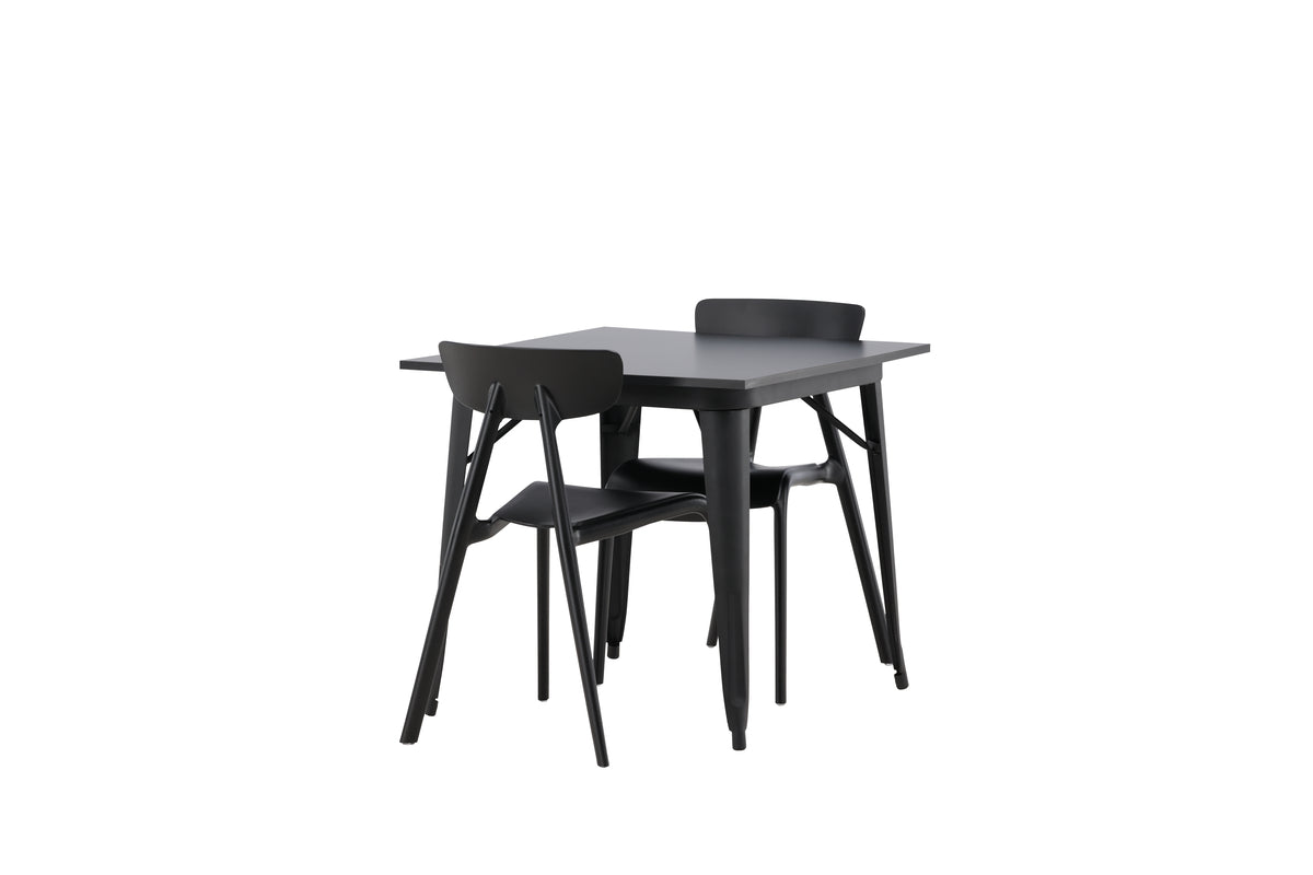 Venture Design Tempe & Ursholmen Rektangulära Matbord 80 x 80 Svart + Matstolar 2-pack Svart