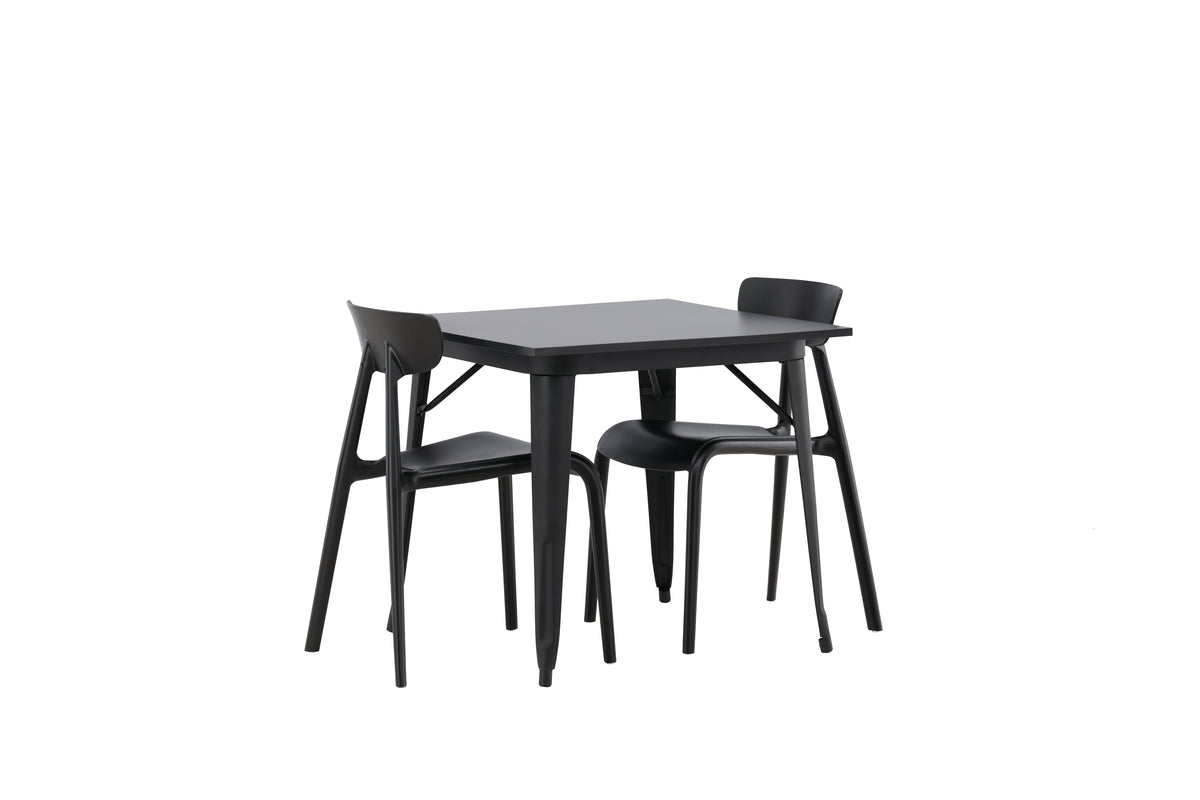 Venture Design Tempe & Ursholmen Rektangulära Matbord 80 x 80 Svart + Matstolar 2-pack Svart