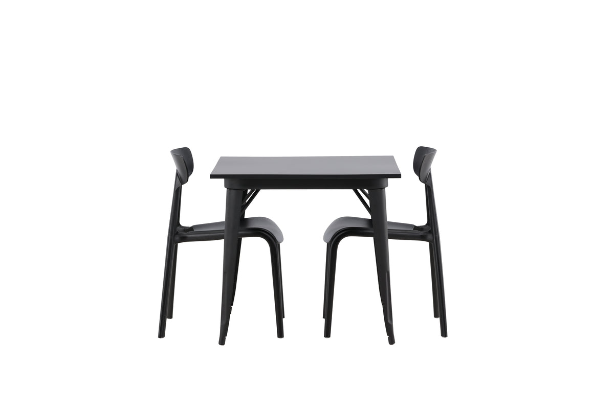 Venture Design Tempe & Ursholmen Rektangulära Matbord 80 x 80 Svart + Matstolar 2-pack Svart
