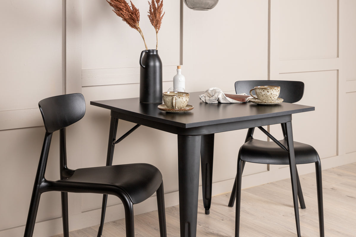 Venture Design Tempe & Ursholmen Rektangulära Matbord 80 x 80 Svart + Matstolar 2-pack Svart