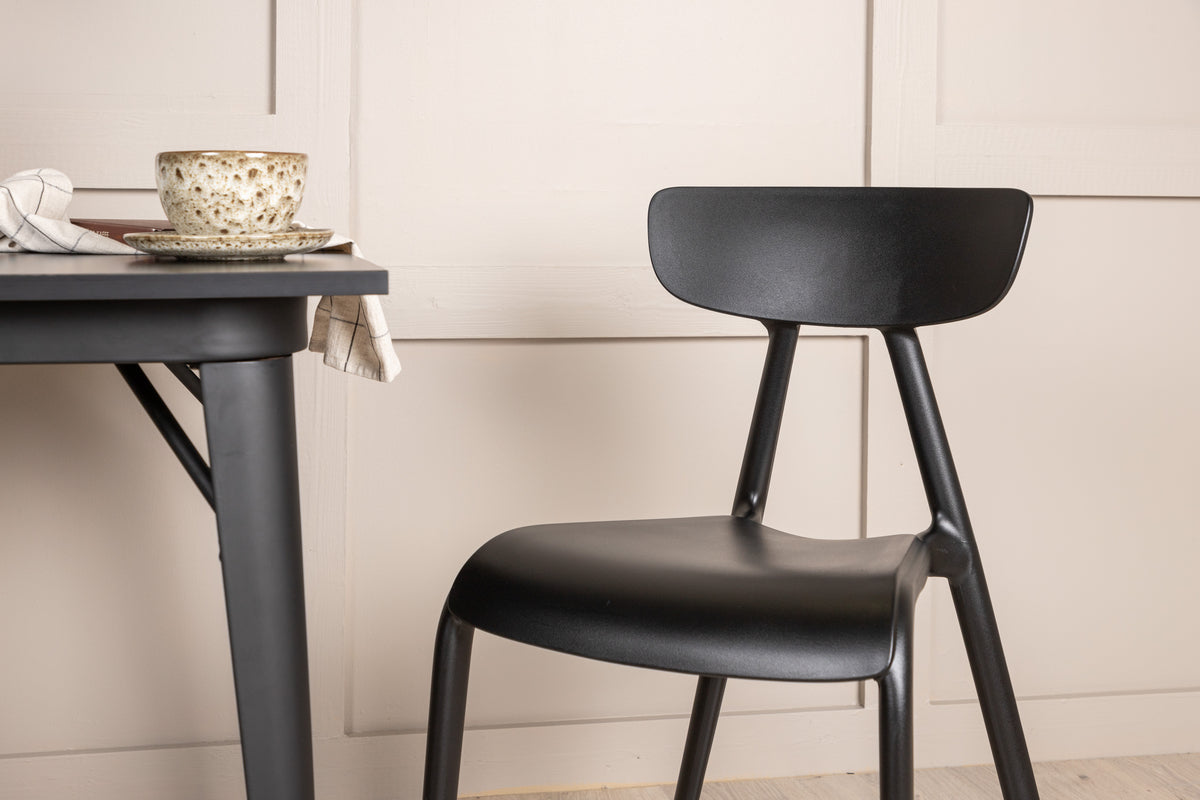 Venture Design Tempe & Ursholmen Rektangulära Matbord 80 x 80 Svart + Matstolar 2-pack Svart