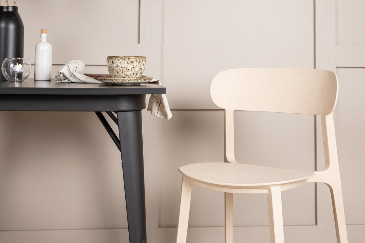 Venture Design Tempe & Åstol Rektangulära Matbord 80 x 80 Svart + Matstolar 2-pack Beige