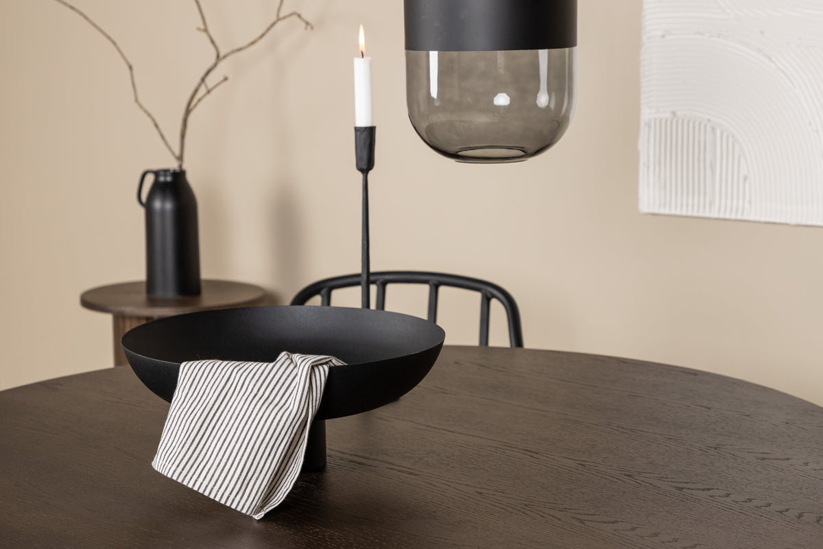 Venture Design Dyrön & Stone Matstolar 2-pack Svart + Runda Matbord ⌀120 Mocka