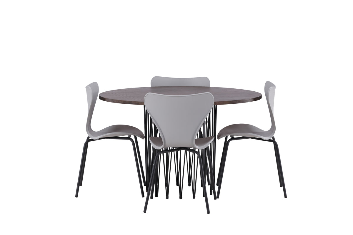 Venture Design Stone round & Estes Matbord ⌀120 + Matstolar Ljusgrå