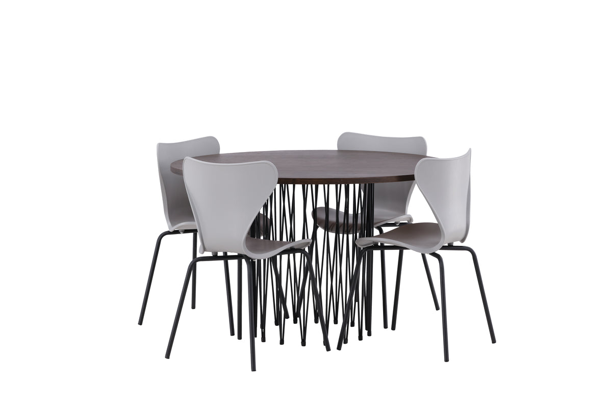Venture Design Stone round & Estes Matbord ⌀120 + Matstolar Ljusgrå