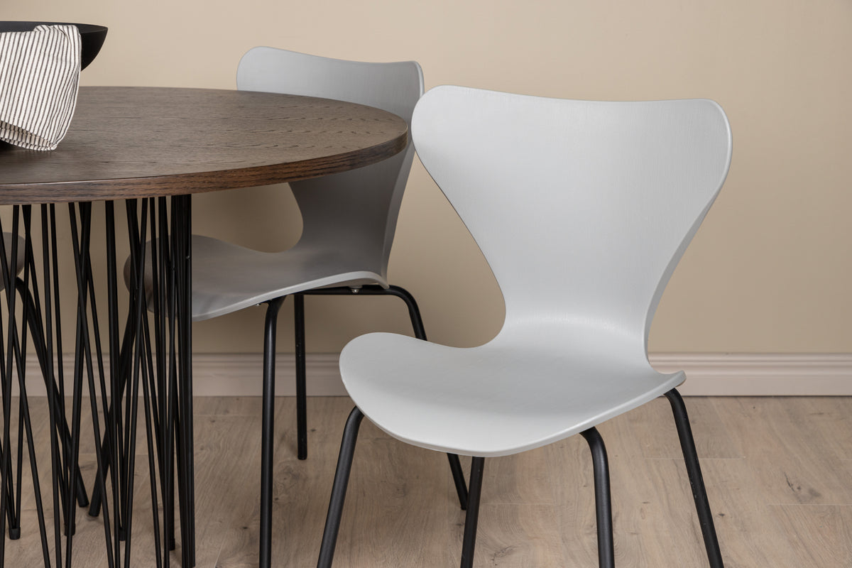Venture Design Stone round & Estes Matbord ⌀120 + Matstolar Ljusgrå