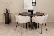Venture Design Limhamn & Stone Matstolar Beige + Runda Matbord ⌀120 Mocka