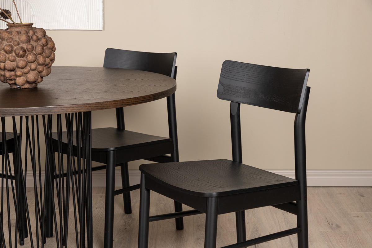 Venture Design Montros & Stone Matstolar 2-pack Svart + Runda Matbord ⌀120 Mocka