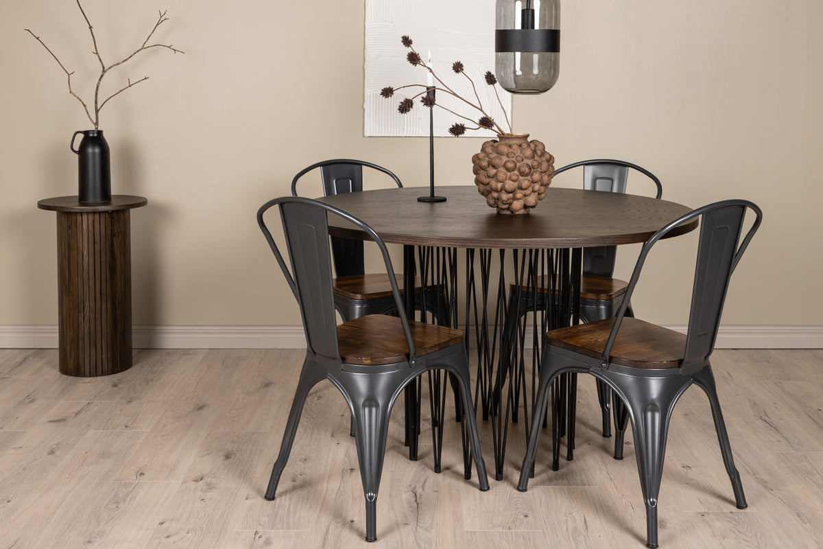 Venture Design Tempe & Stone Matstolar 2-pack Valnöt + Runda Matbord ⌀120 Mocka