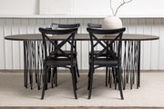 Venture Design Crosett & Stone Matstolar 2-pack Svart + Ovala Matbord 220 x 100 Mocka