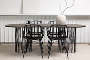 Venture Design Dyrön & Stone Matstolar 2-pack Svart + Ovala Matbord 220 x 100 Mocka
