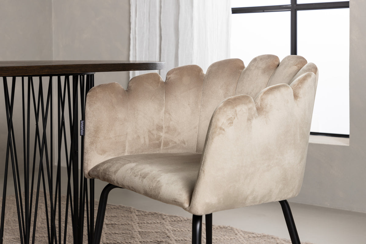 Venture Design Limhamn & Stone Matstolar Beige + Ovala Matbord 220 x 100 Mocka