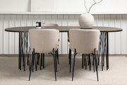 Venture Design Modesto & Stone Matstolar 2-pack Beige + Ovala Matbord 220 x 100 Mocka