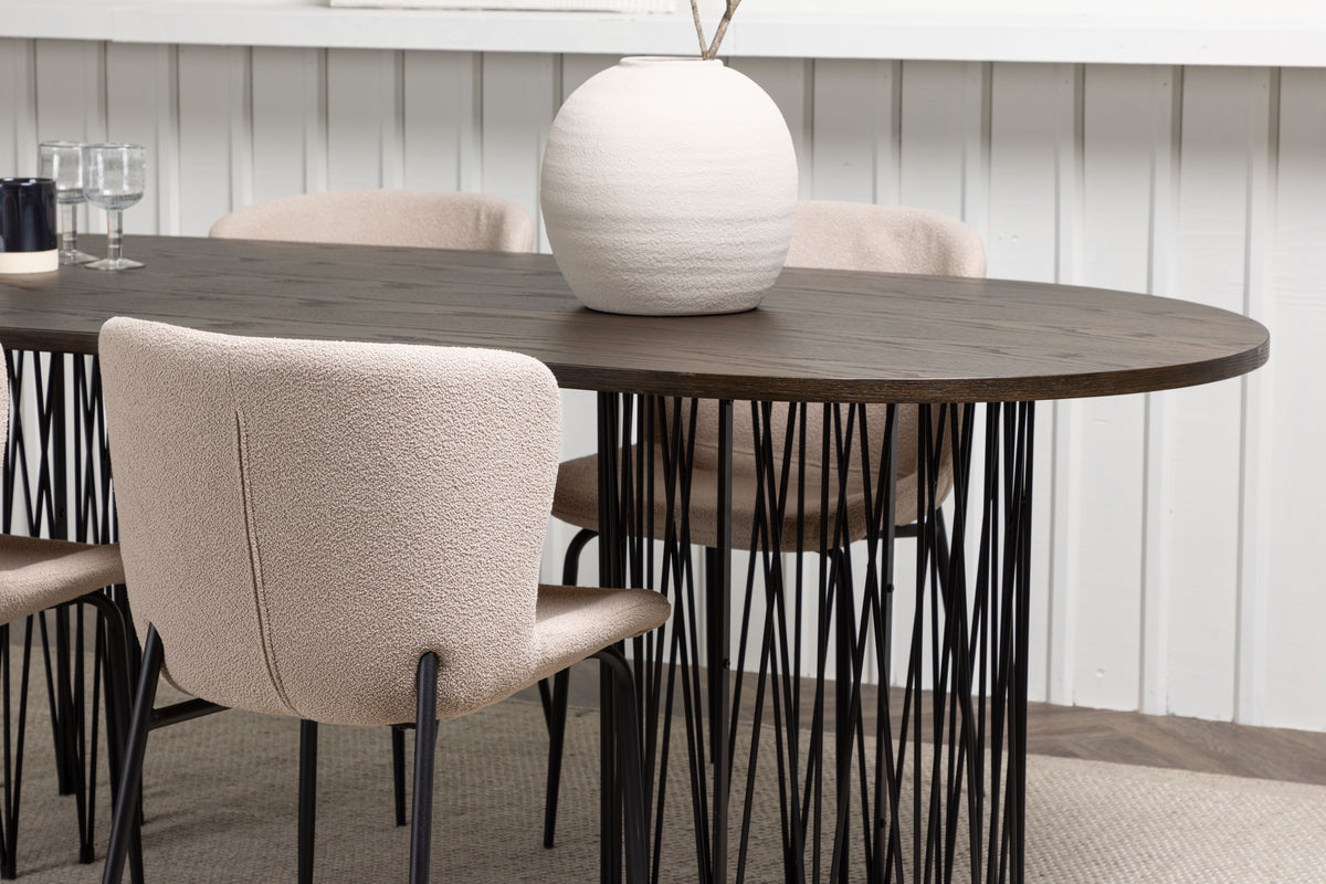 Venture Design Modesto & Stone Matstolar 2-pack Beige + Ovala Matbord 220 x 100 Mocka