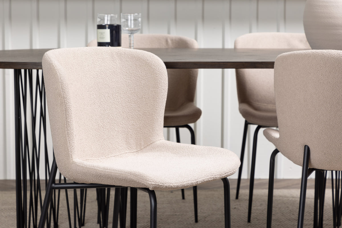 Venture Design Modesto & Stone Matstolar 2-pack Beige + Ovala Matbord 220 x 100 Mocka