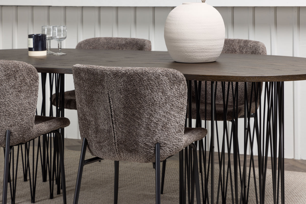 Venture Design Modesto & Stone Matstolar 2-pack Brun + Ovala Matbord 220 x 100 Mocka