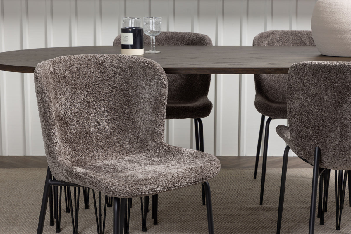 Venture Design Modesto & Stone Matstolar 2-pack Brun + Ovala Matbord 220 x 100 Mocka