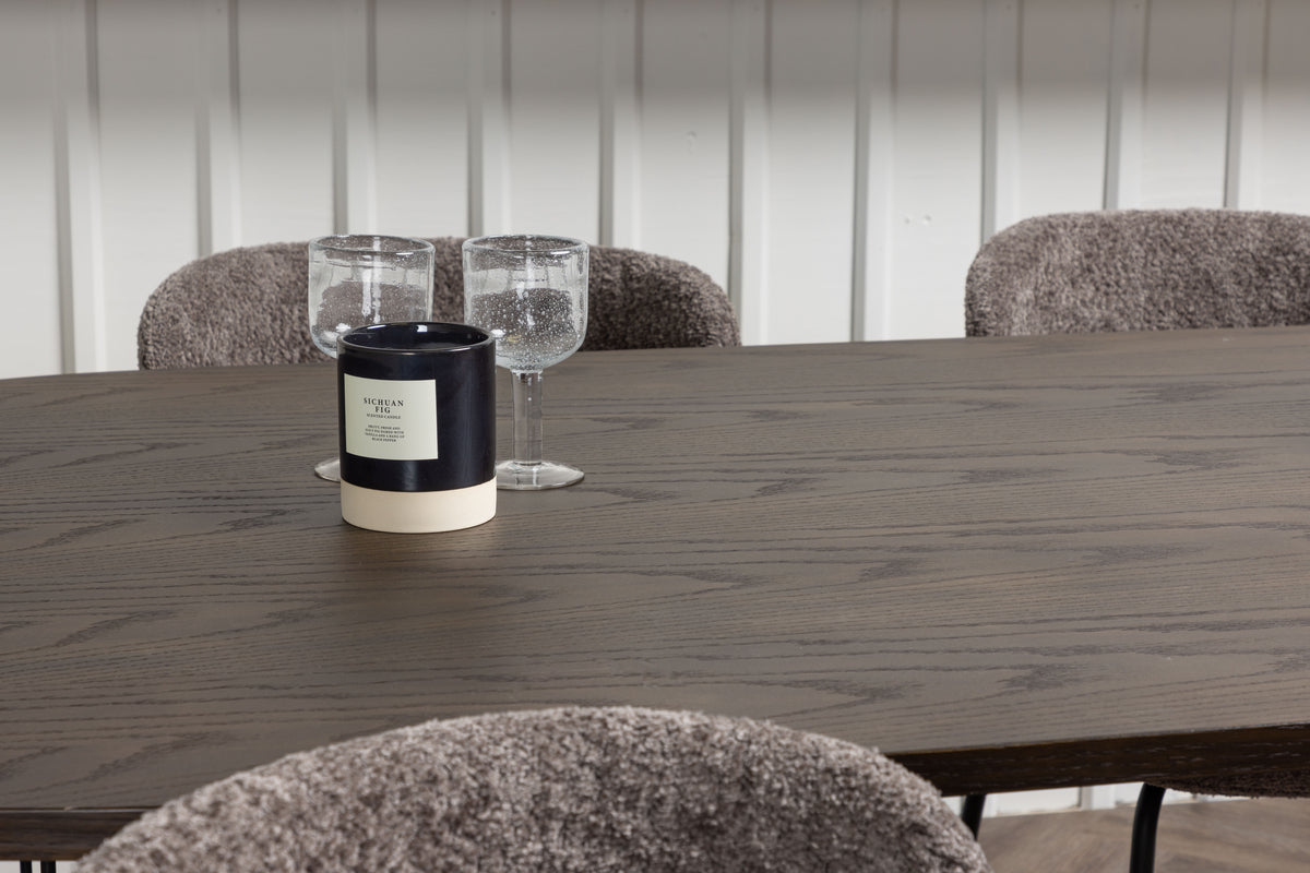 Venture Design Modesto & Stone Matstolar 2-pack Brun + Ovala Matbord 220 x 100 Mocka
