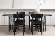 Venture Design Montros & Stone Matstolar 2-pack Svart + Ovala Matbord 220 x 100 Mocka