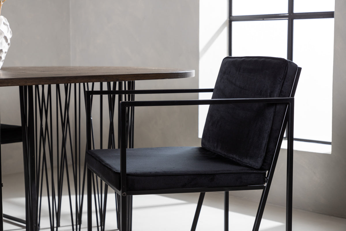 Venture Design Richmond & Stone Matstolar 2-pack Svart + Ovala Matbord 220 x 100 Mocka