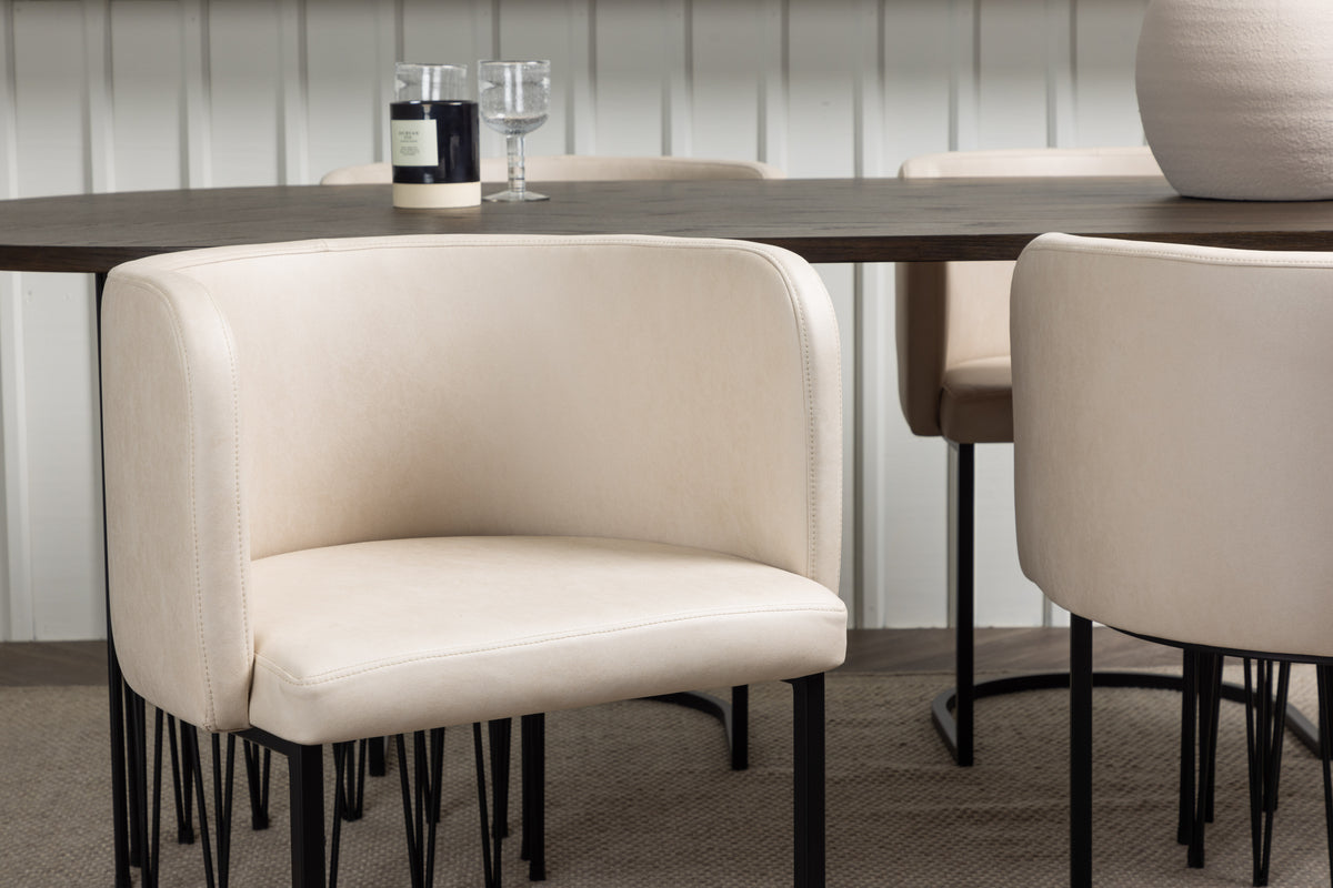 Venture Design Stone & Simrishamn Ovala Matbord 220 x 100 Mocka + Matstolar Beige