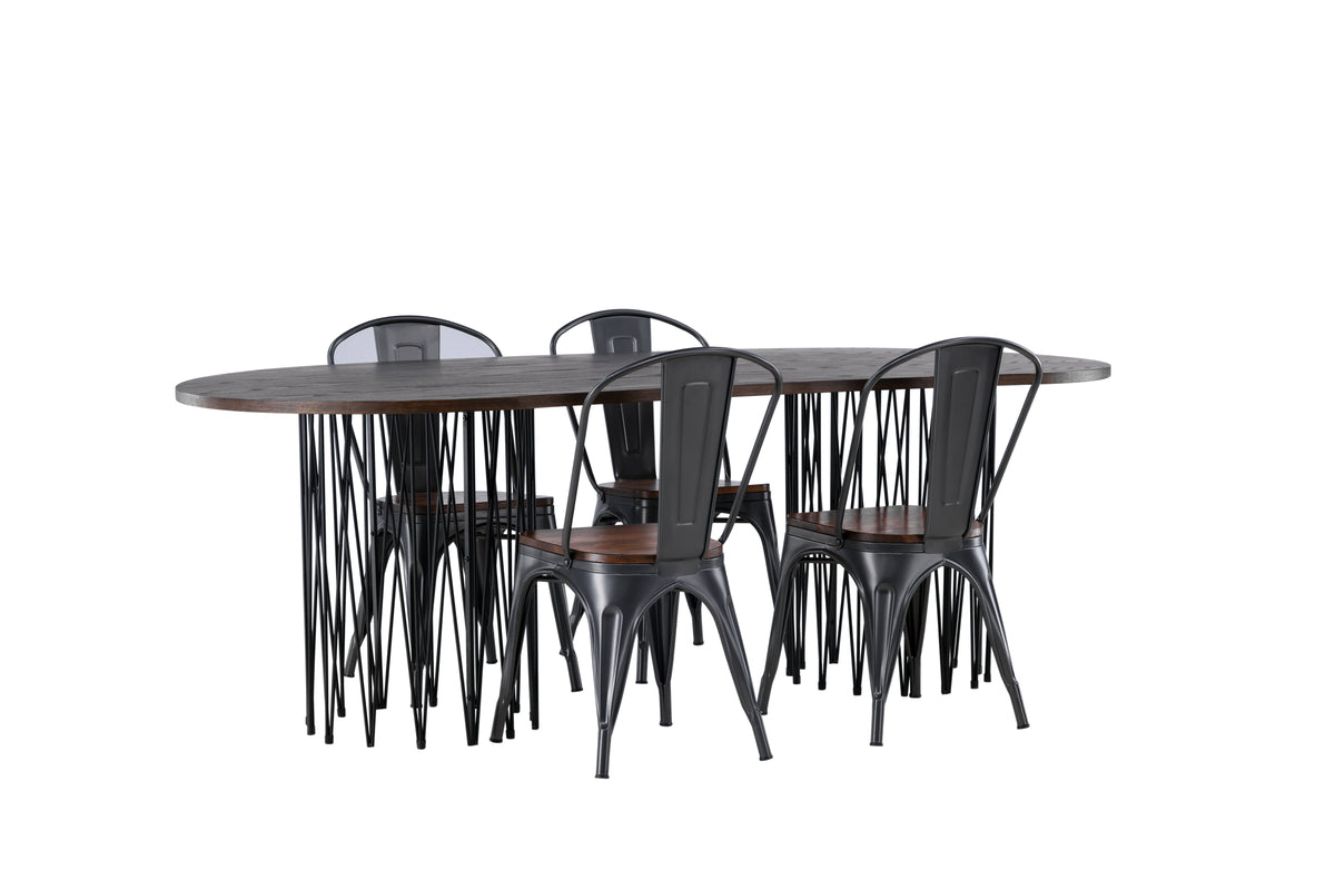 Venture Design Tempe & Stone Matstolar 2-pack Valnöt + Ovala Matbord 220 x 100 Mocka