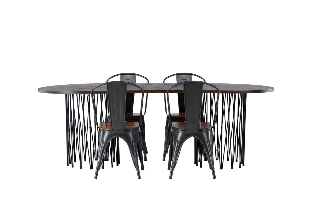 Venture Design Tempe & Stone Matstolar 2-pack Valnöt + Ovala Matbord 220 x 100 Mocka