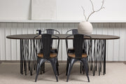 Venture Design Tempe & Stone Matstolar 2-pack Valnöt + Ovala Matbord 220 x 100 Mocka