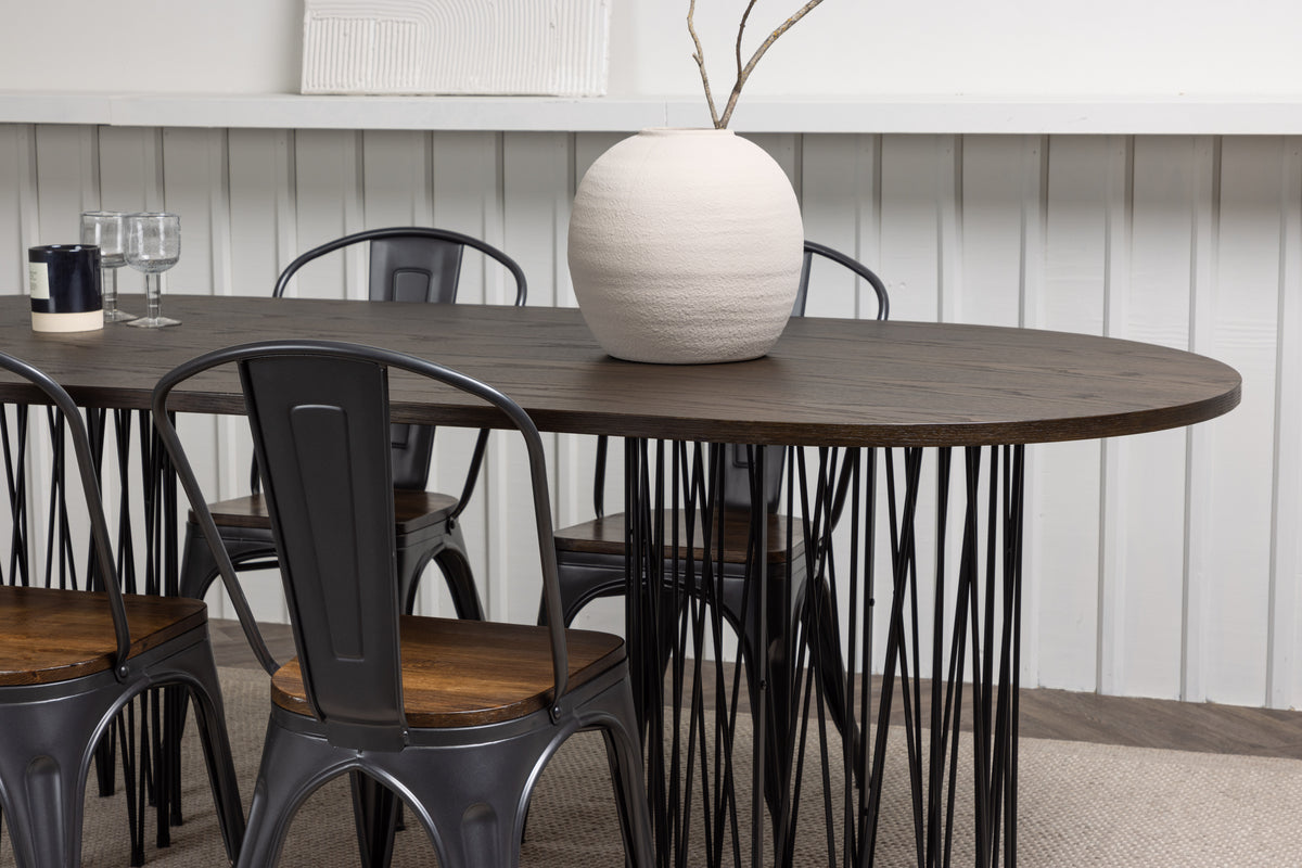 Venture Design Tempe & Stone Matstolar 2-pack Valnöt + Ovala Matbord 220 x 100 Mocka