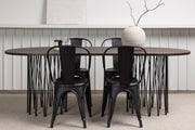 Venture Design Tempe & Stone Matstolar 4-pack Svart + Ovala Matbord 220 x 100 Mocka