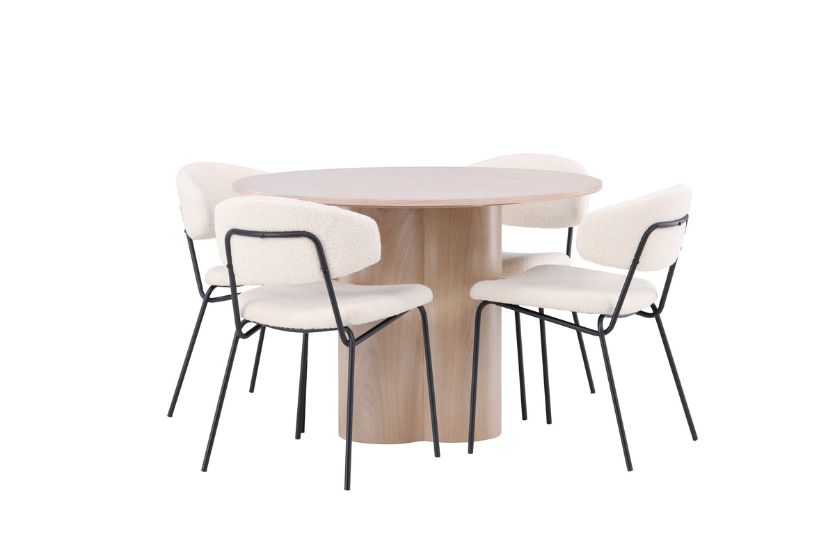 Venture Design Chico & Olivia Matstolar 2-pack Vit + Runda Matbord ⌀110 Vitputsad