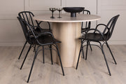 Venture Design Dyrön & Olivia Matstolar 2-pack Svart + Runda Matbord ⌀110 Vitputsad