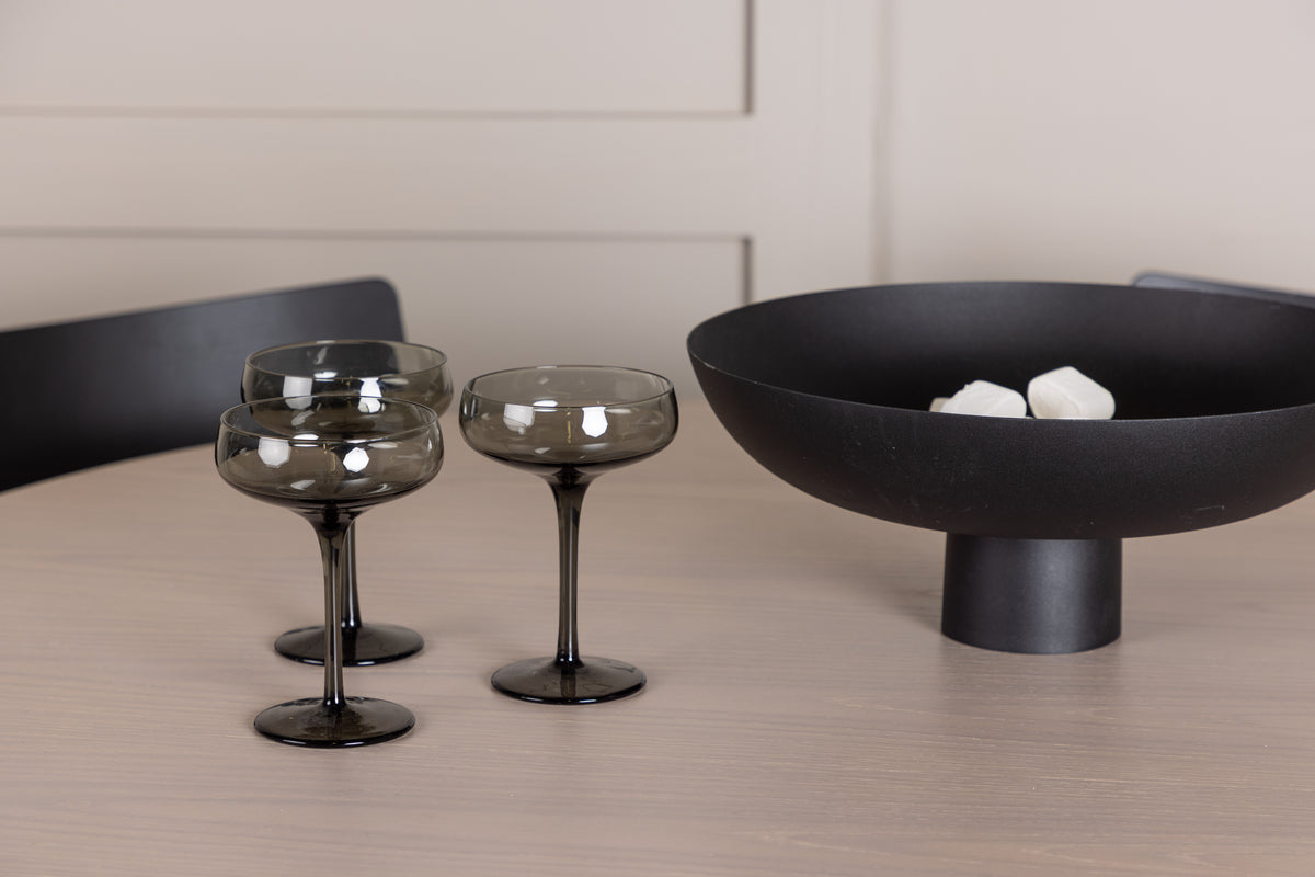 Venture Design Montros & Olivia Matstolar 2-pack Svart + Runda Matbord ⌀110 Vitputsad