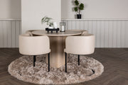 Venture Design Olivia & Simrishamn Runda Matbord ⌀110 Vitputsad + Matstolar Beige