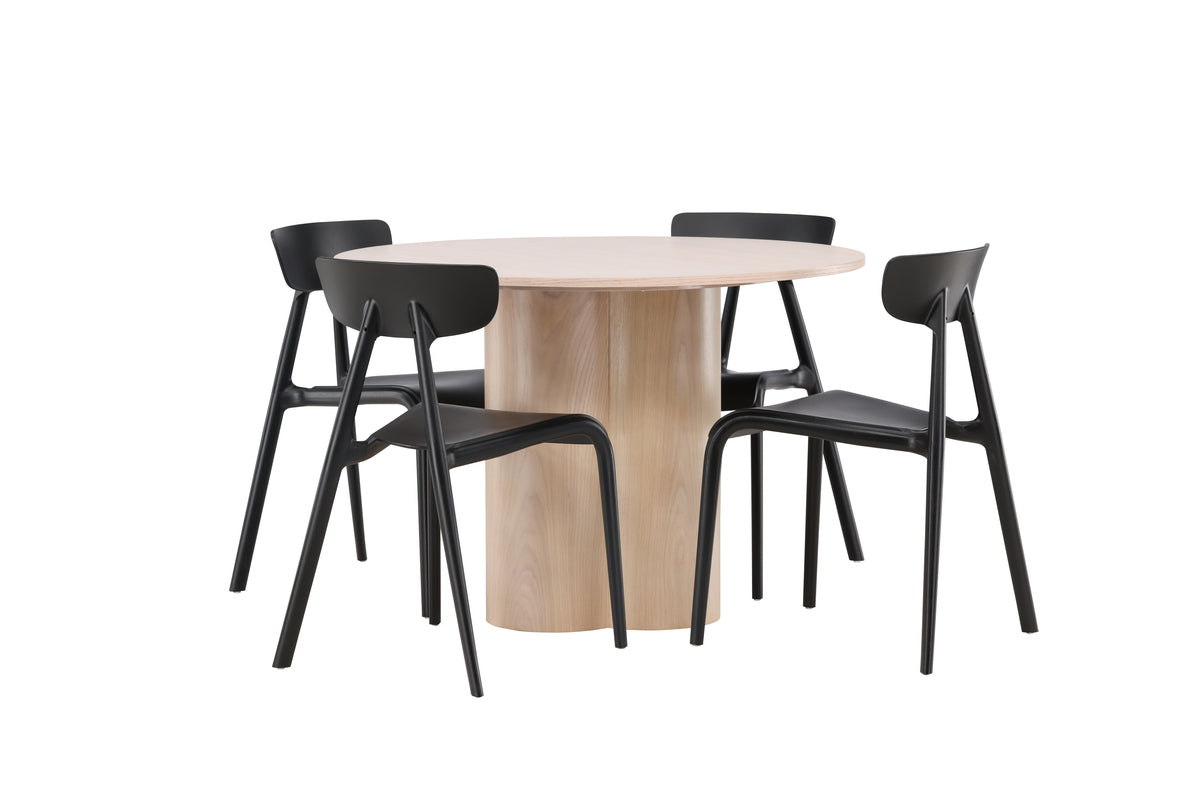 Venture Design Ursholmen & Olivia Matstolar 2-pack Svart + Runda Matbord ⌀110 Vitputsad