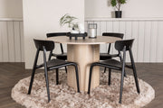 Venture Design Ursholmen & Olivia Matstolar 2-pack Svart + Runda Matbord ⌀110 Vitputsad
