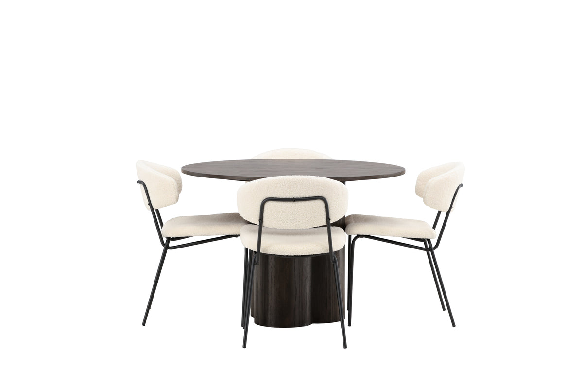 Venture Design Chico & Olivia Matstolar 2-pack Vit + Runda Matbord ⌀110 Mocka