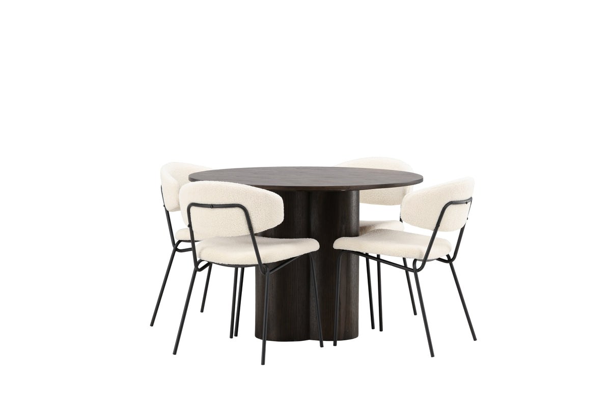 Venture Design Chico & Olivia Matstolar 2-pack Vit + Runda Matbord ⌀110 Mocka