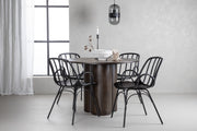 Venture Design Dyrön & Olivia Matstolar 2-pack Svart + Runda Matbord ⌀110 Mocka