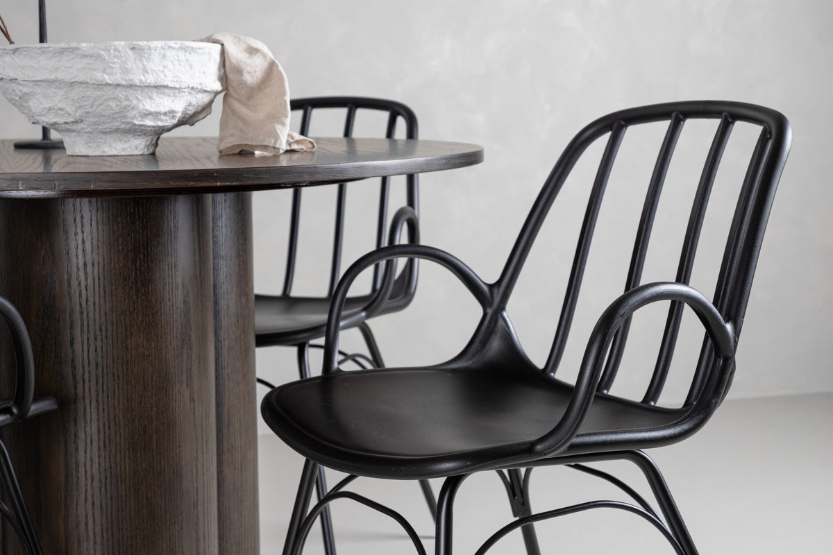 Venture Design Dyrön & Olivia Matstolar 2-pack Svart + Runda Matbord ⌀110 Mocka