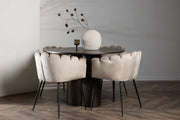 Venture Design Limhamn & Olivia Matstolar Beige + Runda Matbord ⌀110 Mocka