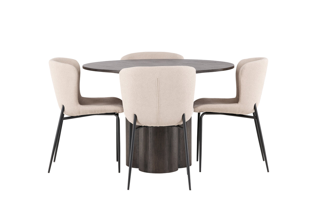 Venture Design Modesto & Olivia Matstolar 2-pack Beige + Runda Matbord ⌀110 Mocka