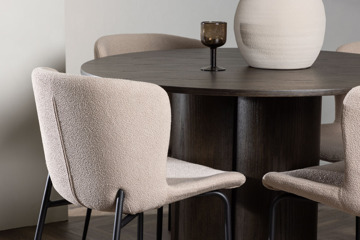 Venture Design Modesto & Olivia Matstolar 2-pack Beige + Runda Matbord ⌀110 Mocka