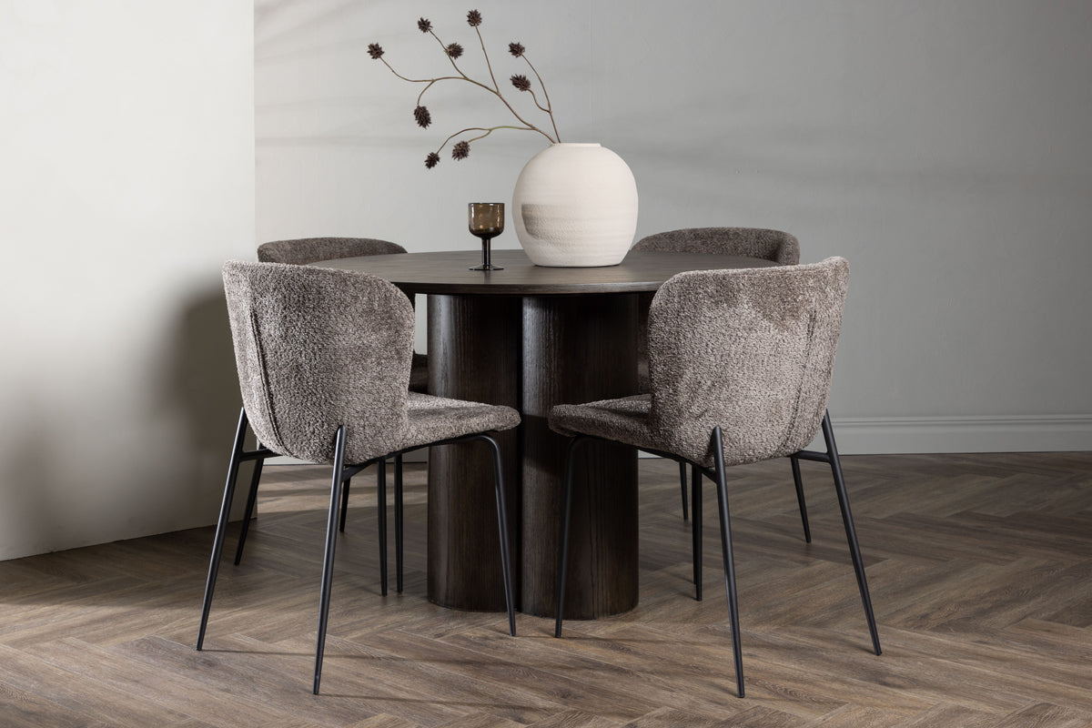 Venture Design Modesto & Olivia Matstolar 2-pack Brun + Runda Matbord ⌀110 Mocka