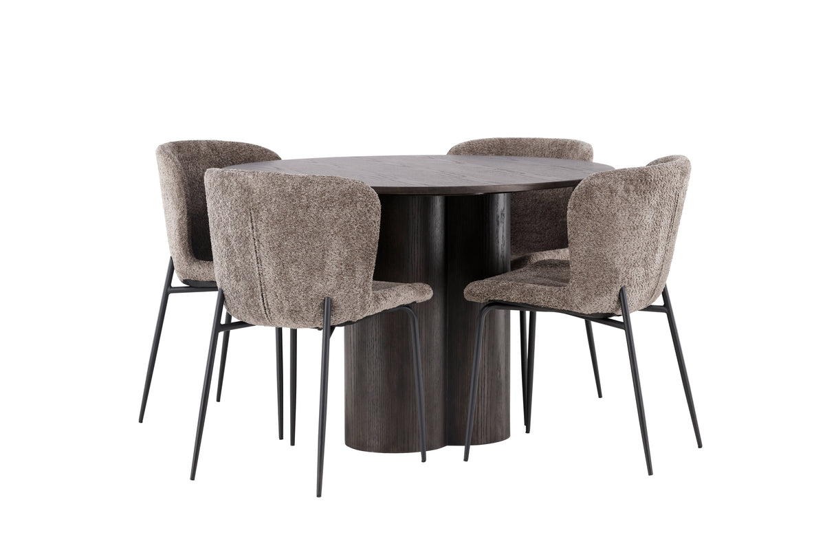 Venture Design Modesto & Olivia Matstolar 2-pack Brun + Runda Matbord ⌀110 Mocka