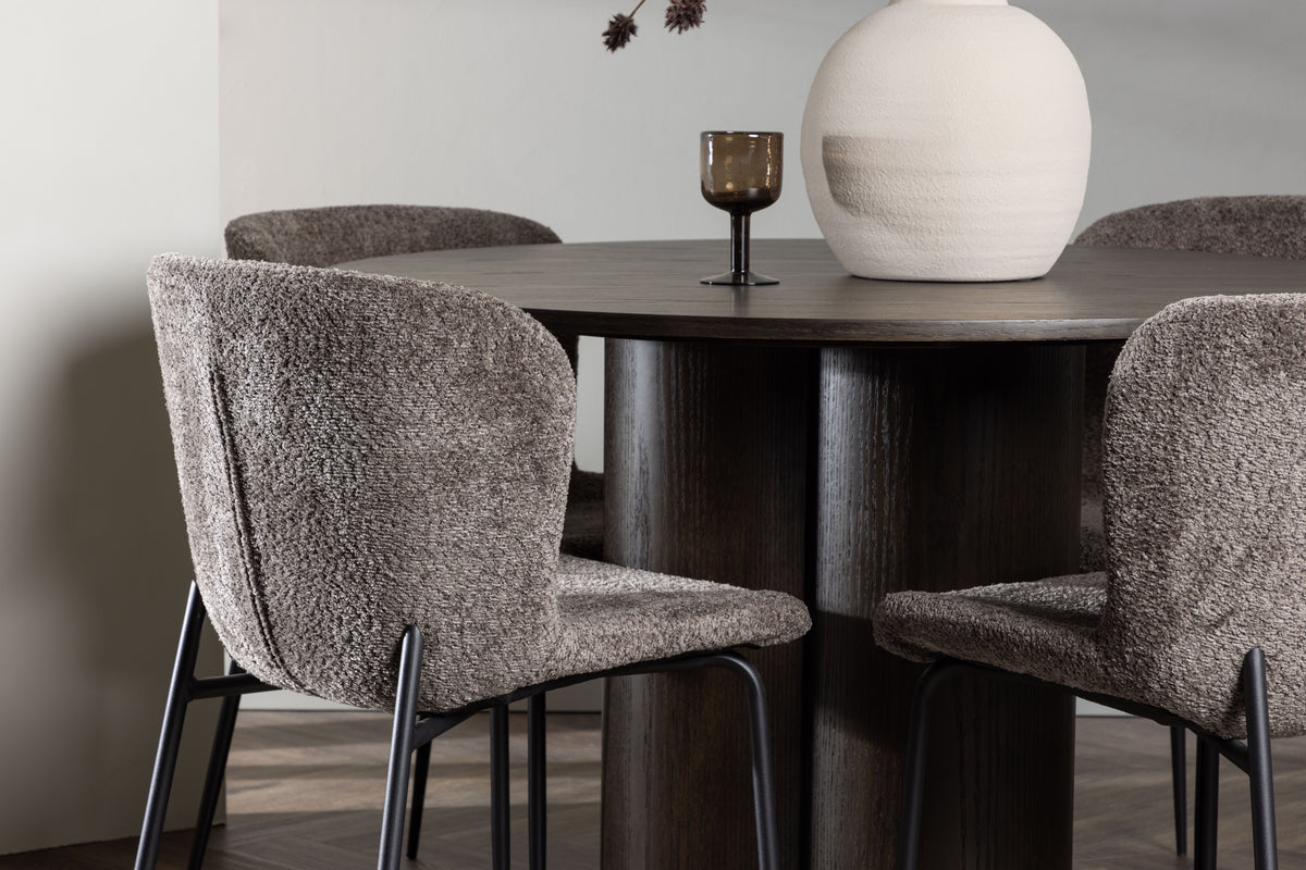 Venture Design Modesto & Olivia Matstolar 2-pack Brun + Runda Matbord ⌀110 Mocka