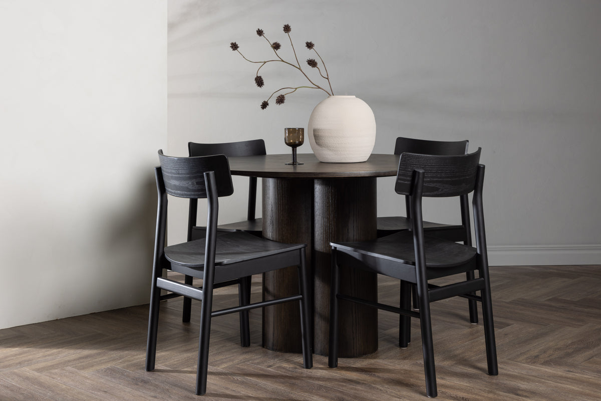 Venture Design Montros & Olivia Matstolar 2-pack Svart + Runda Matbord ⌀110 Mocka